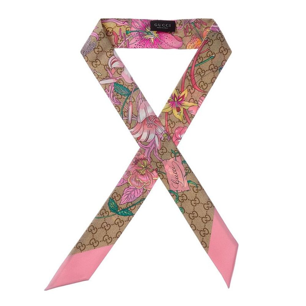 Gucci Gg Silk Scarf, Brown